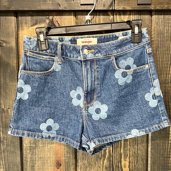 Wrangler Floral Shorts 0 Mid-Rise Vintage Short Denim Stretch Casual Boho Hippie - Picture 1 of 8